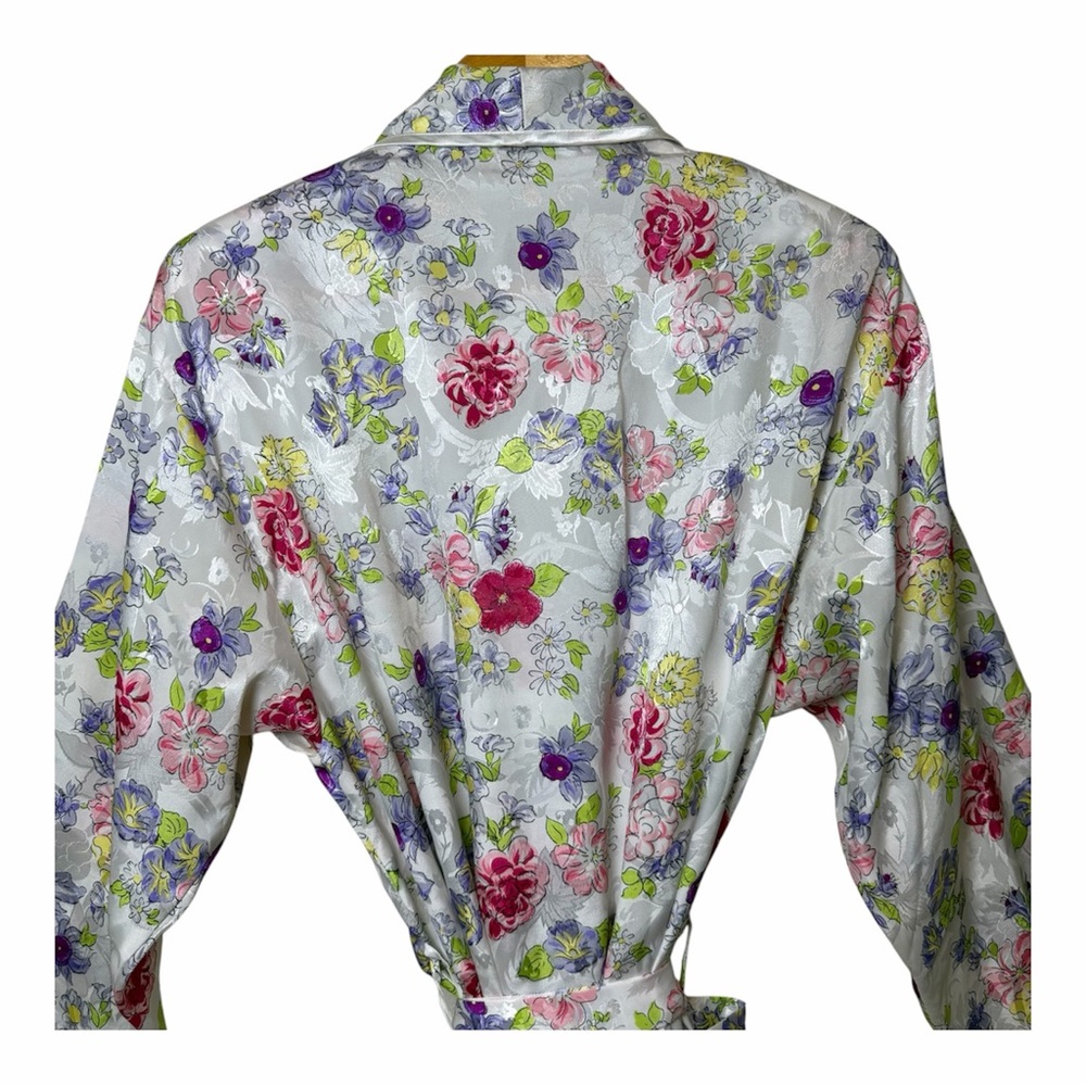 Vintage Robe Victoria's Secret Gold Label Satin Floral Jacquard S 80s Romantic - Picture 4 of 12